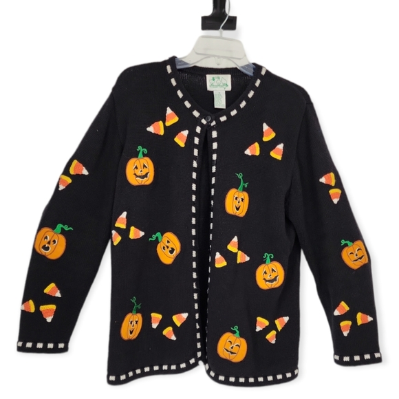 Quacker Factory Sweaters - Vintage Halloween Pumpkin Cardigan